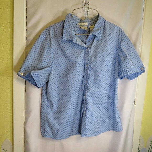 Liz Claiborne Collection Tops - Villager Sport Liz Claiborne Blue Gingham Stretch Button-Down Top Short Sleeve